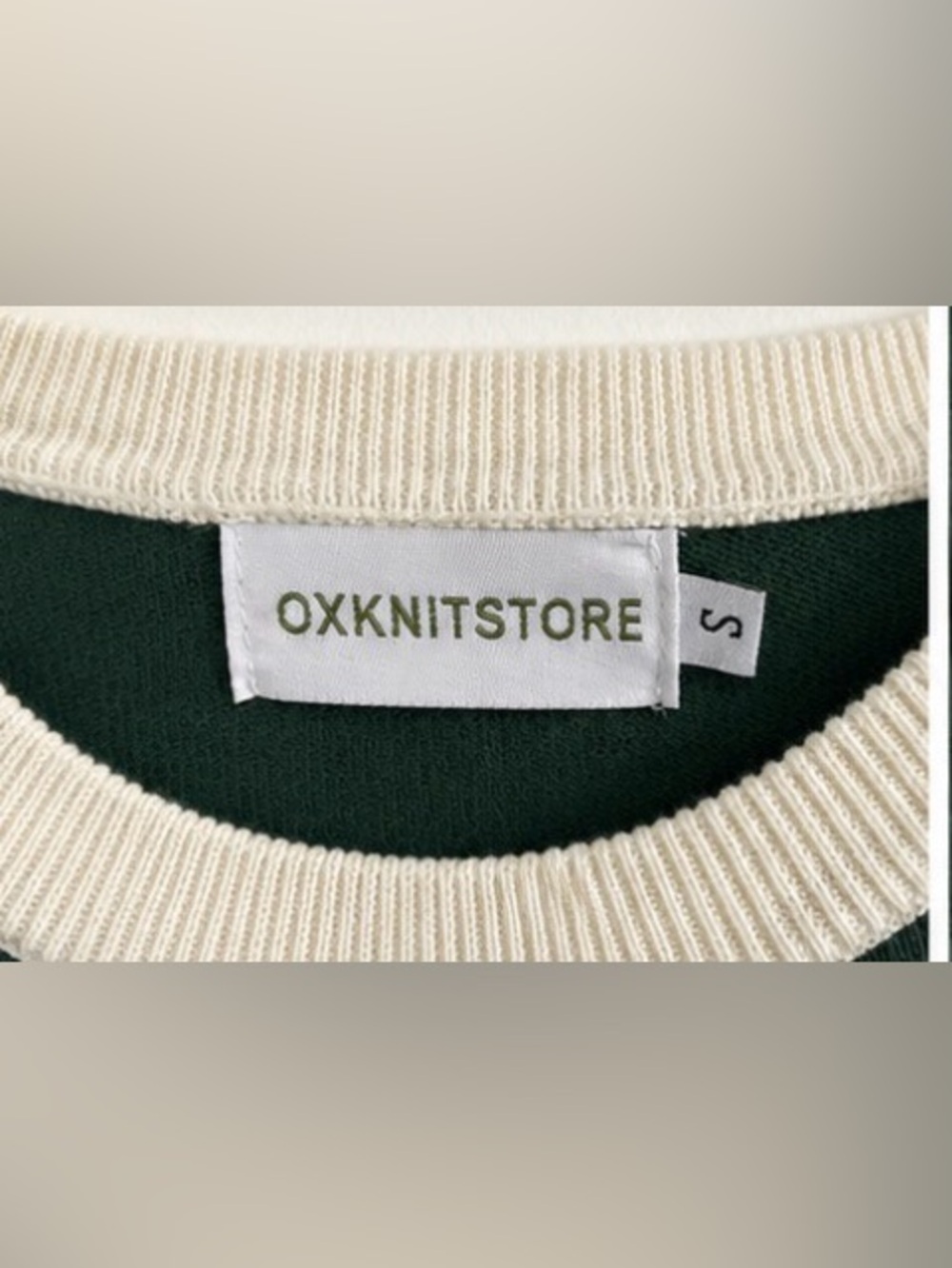 Minimalist Dog Graphic Knit Sweater Green & Cream Button Sleeve Small - Picture 4 of 4